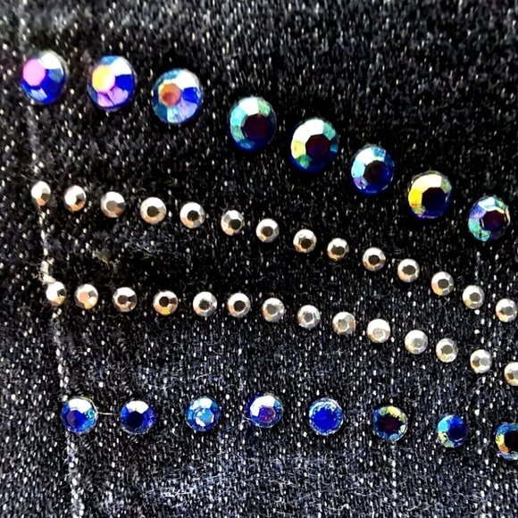 NYDJ EUC Women's 8 Boot Cut Style# 1000 Dark Blue Bling Colorful Beaded Jeans - Picture 11 of 13